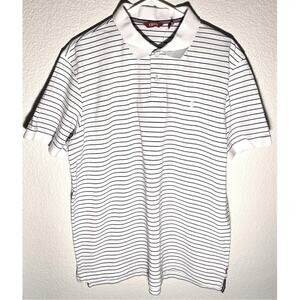 Izod White Polo Shirt XL with Black Stripes